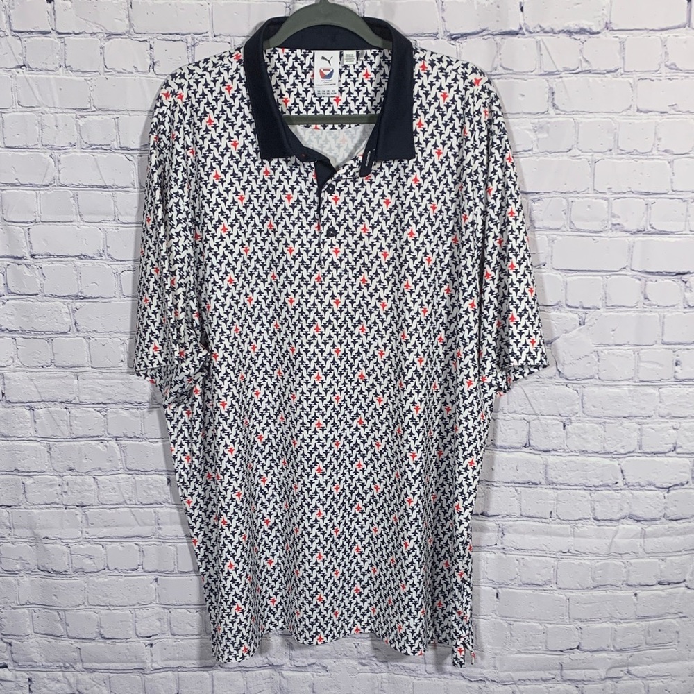 PUMA x Volition Mens Jets Golf Polo Red White Blue Size XXL Patriotic Golf Prep